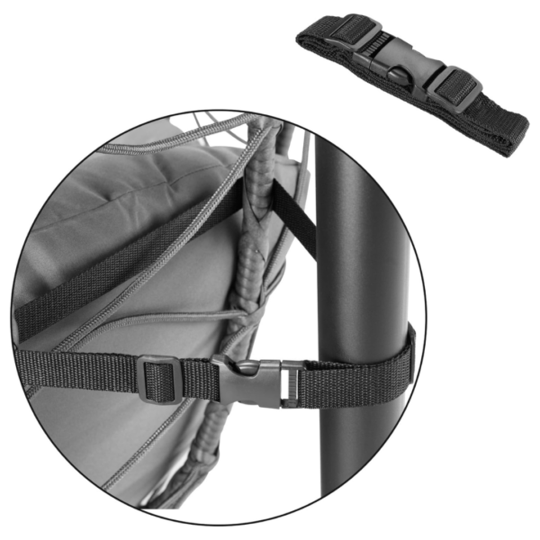 Zoom sur la sangle de sécurité à boucle pour fauteuil suspendu.