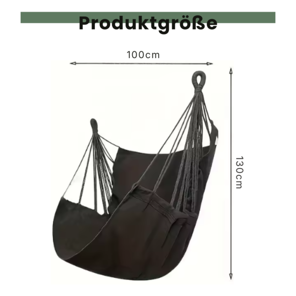 Schéma des dimensions du fauteuil suspendu : 100 cm de largeur et 130 cm de hauteur.