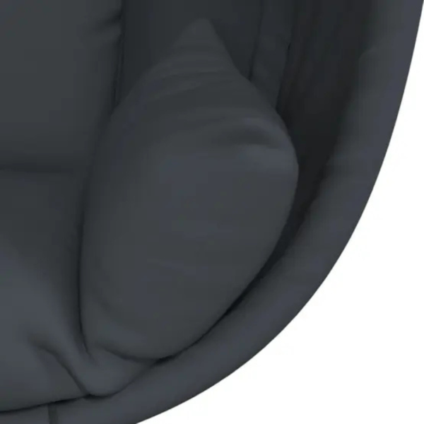 Détail du coussin moelleux gris pour fauteuil suspendu.