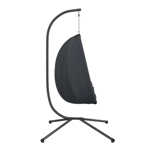 Profil d'un fauteuil suspendu œuf ergonomique.